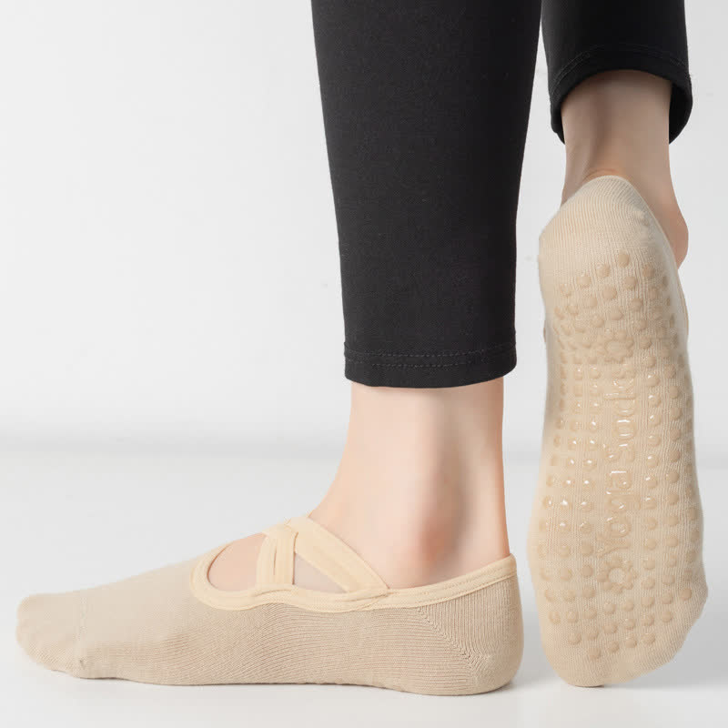 Einfarbige, rutschfeste Yoga-Fitnesssocken (5 Paar)