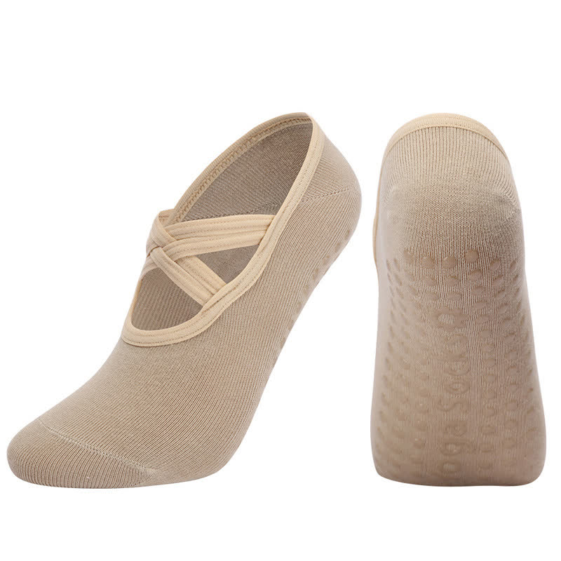 Einfarbige, rutschfeste Yoga-Fitnesssocken (5 Paar)