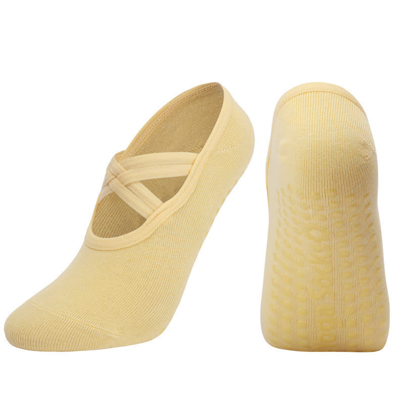 Einfarbige, rutschfeste Yoga-Fitnesssocken (5 Paar)