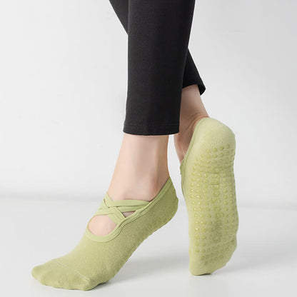 Einfarbige, rutschfeste Yoga-Fitnesssocken (5 Paar)