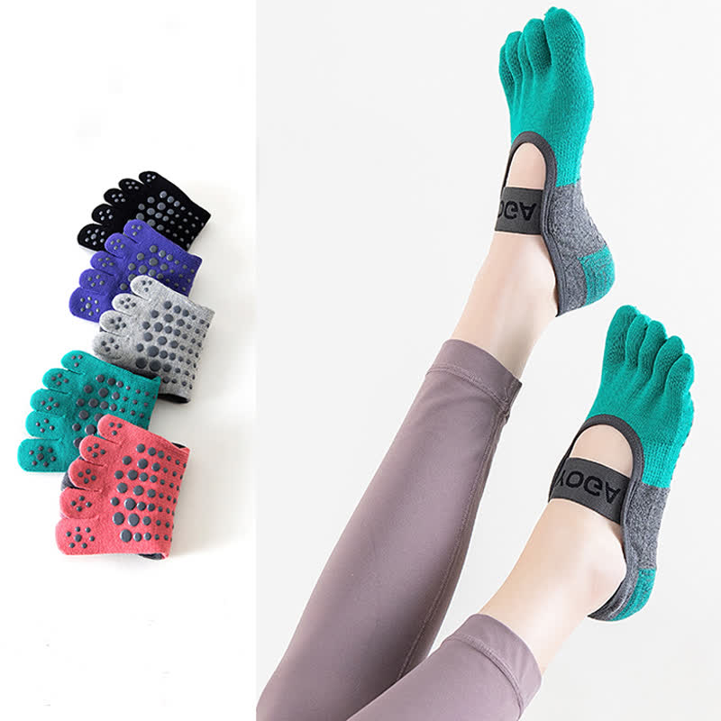 Rutschfeste, atmungsaktive Fitness-Socken mit Grip (5 Paar) - Mehrfarbig - EU35-40 (US4-7) - image 1