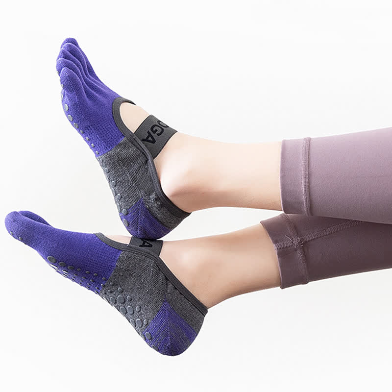 Rutschfeste, atmungsaktive Fitness-Socken mit Grip (5 Paar) - Lila - EU35-40 (US4-7) - image 5