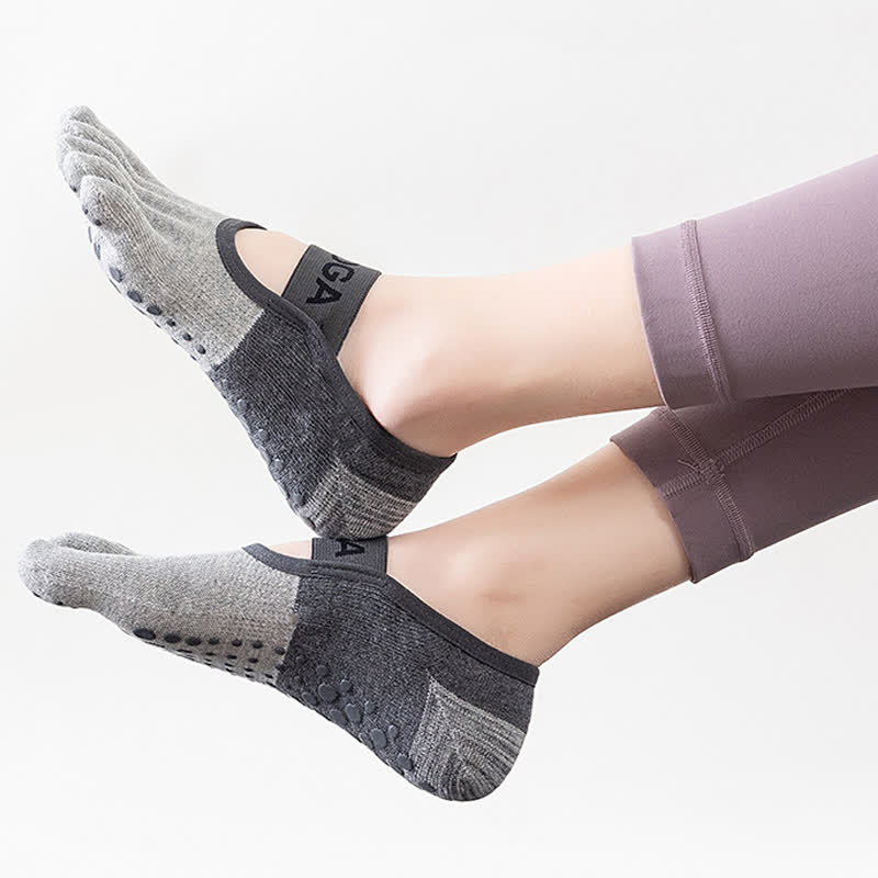 Rutschfeste, atmungsaktive Fitness-Socken mit Grip (5 Paar) - Grau - EU35-40 (US4-7) - image 6