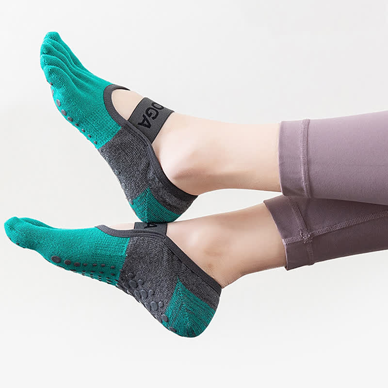 Rutschfeste, atmungsaktive Fitness-Socken mit Grip (5 Paar) - Grün - EU35-40 (US4-7) - image 3