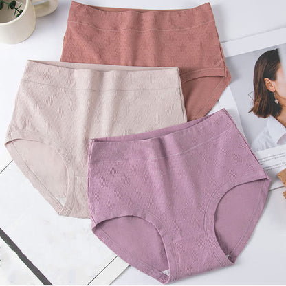 Einfarbige, einfache Baumwoll-Slips mit hoher Taille (3er-Pack)