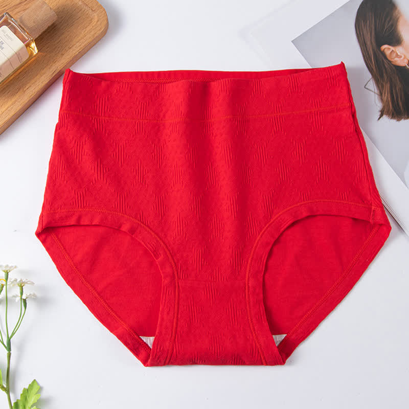 Einfarbige, einfache Baumwoll-Slips mit hoher Taille (3er-Pack) - Rot - 6XL - image 11