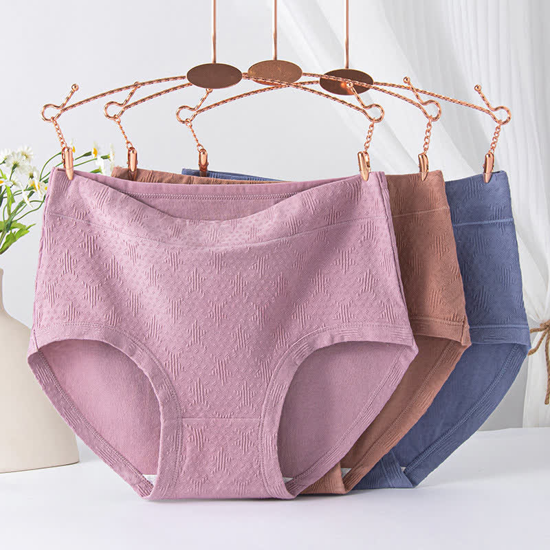 Einfarbige, einfache Baumwoll-Slips mit hoher Taille (3er-Pack)