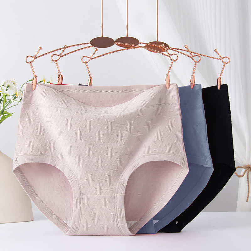 Einfarbige, einfache Baumwoll-Slips mit hoher Taille (3er-Pack)