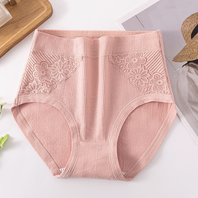 Baumwoll-Slip mit Blumenmuster und Spitze (3er-Pack) - Rosa - 6XL - image 4
