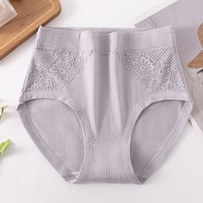 Baumwoll-Slip mit Blumenmuster und Spitze (3er-Pack) - Grau - 6XL - image 7