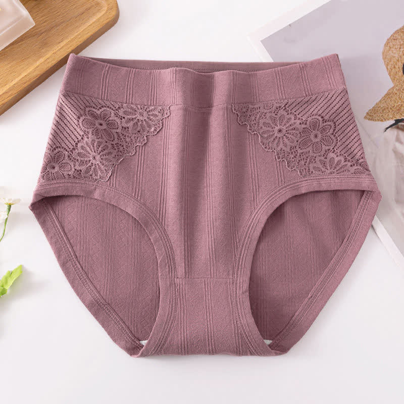 Baumwoll-Slip mit Blumenmuster und Spitze (3er-Pack) - Kaffee - 6XL - image 10