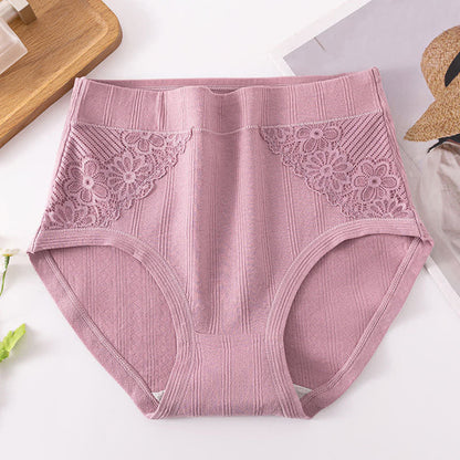 Baumwoll-Slip mit Blumenmuster und Spitze (3er-Pack) - Lila - 6XL - image 9