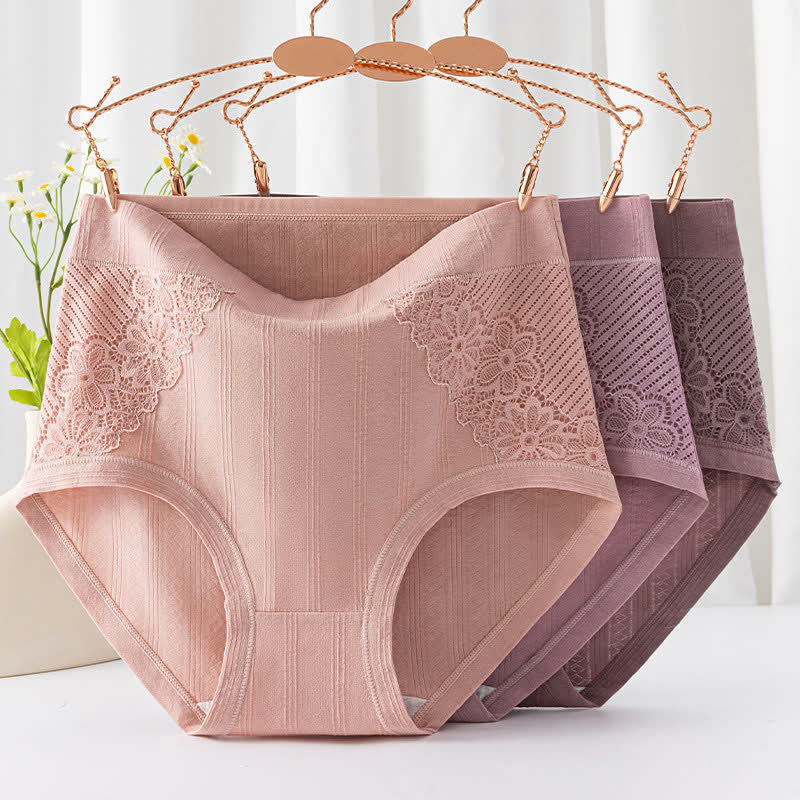 Baumwoll-Slip mit Blumenmuster und Spitze (3er-Pack) - image 0