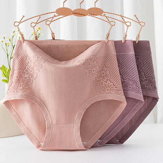 Baumwoll-Slip mit Blumenmuster und Spitze (3er-Pack) - image 0