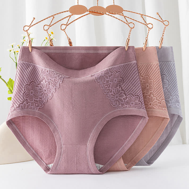 Baumwoll-Slip mit Blumenmuster und Spitze (3er-Pack) - image 2
