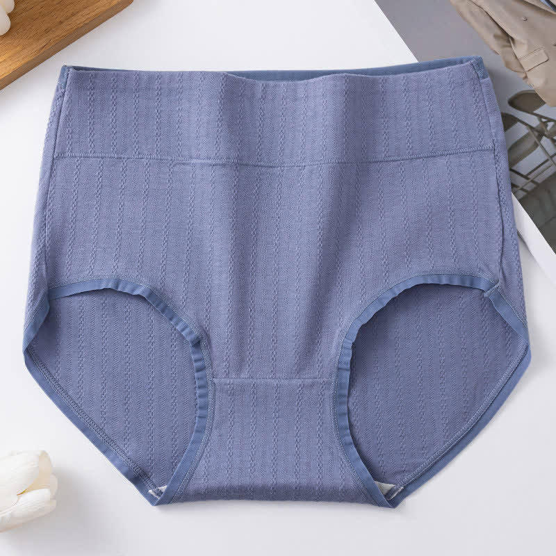 Bequeme Höschen aus reiner Baumwolle mit hoher Taille, einfarbig (3er-Pack) - Blau - 3XL - image 4
