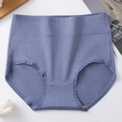 Bequeme Höschen aus reiner Baumwolle mit hoher Taille, einfarbig (3er-Pack) - Blau - 3XL - image 4