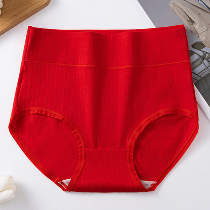 Bequeme Höschen aus reiner Baumwolle mit hoher Taille, einfarbig (3er-Pack) - Rot - 3XL - image 11