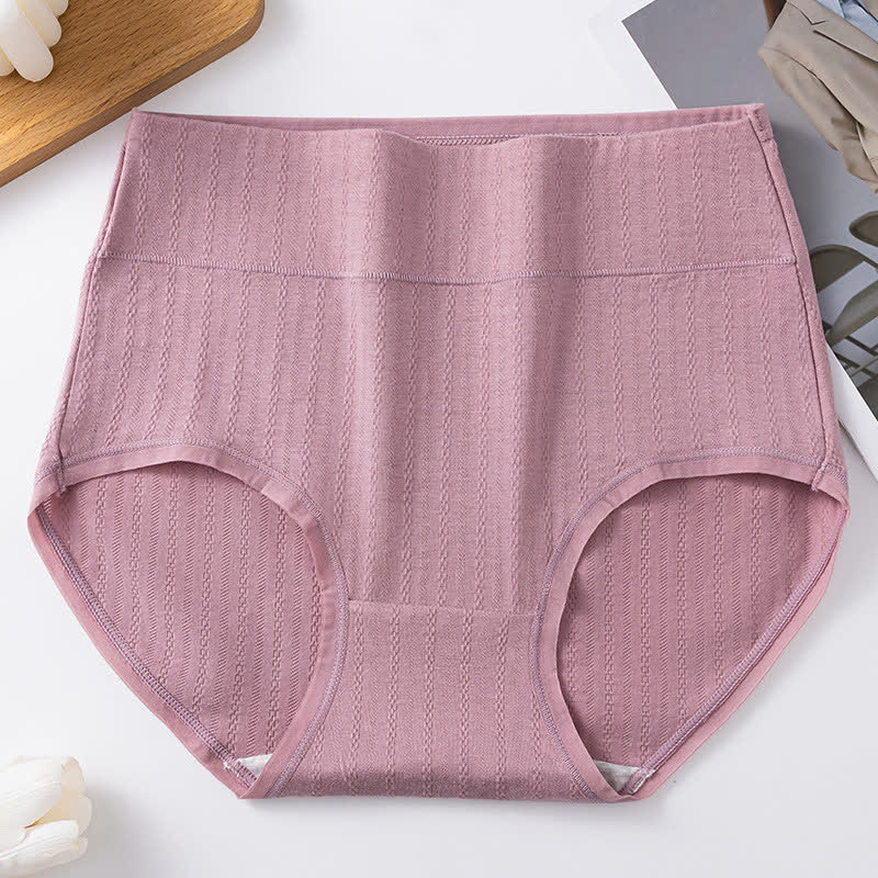 Bequeme Höschen aus reiner Baumwolle mit hoher Taille, einfarbig (3er-Pack) - Lila - 3XL - image 6
