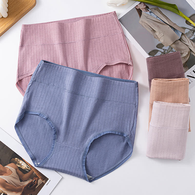 Bequeme Höschen aus reiner Baumwolle mit hoher Taille, einfarbig (3er-Pack) - image 2