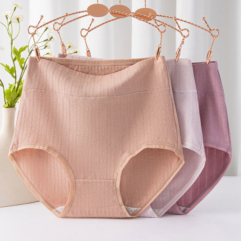 Bequeme Höschen aus reiner Baumwolle mit hoher Taille, einfarbig (3er-Pack) - image 1