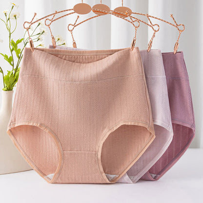 Bequeme Höschen aus reiner Baumwolle mit hoher Taille, einfarbig (3er-Pack) - image 1