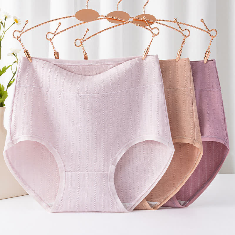 Bequeme Höschen aus reiner Baumwolle mit hoher Taille, einfarbig (3er-Pack)