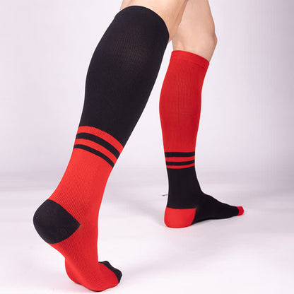 Kompressionsstrümpfe mit gestreiften Farbblöcken (4 Paar) - Rot - L/XL - image 2