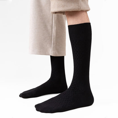 Einfarbige Waffelsocken aus Baumwolle (5 Paar)