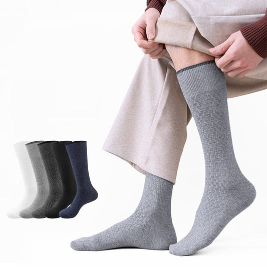 Einfarbige Waffelsocken aus Baumwolle (5 Paar)