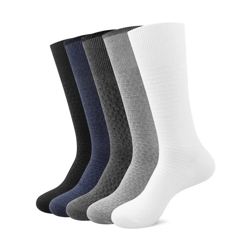 Einfarbige Waffelsocken aus Baumwolle (5 Paar) - image 2