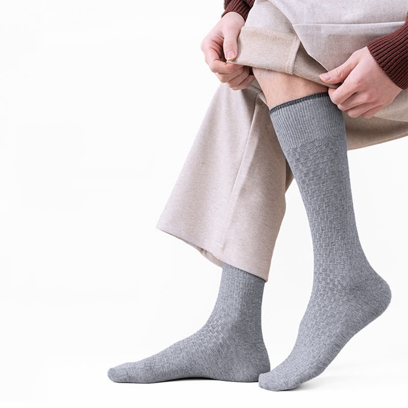 Einfarbige Waffelsocken aus Baumwolle (5 Paar) - image 3