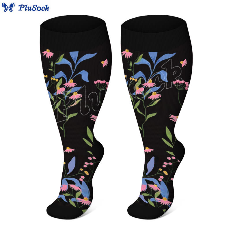 Kompressionsstrümpfe mit bemalten Blumen in Übergröße (3 Paar) - image 3
