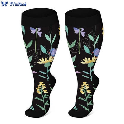 Kompressionsstrümpfe mit bemalten Blumen in Übergröße (3 Paar) - image 4