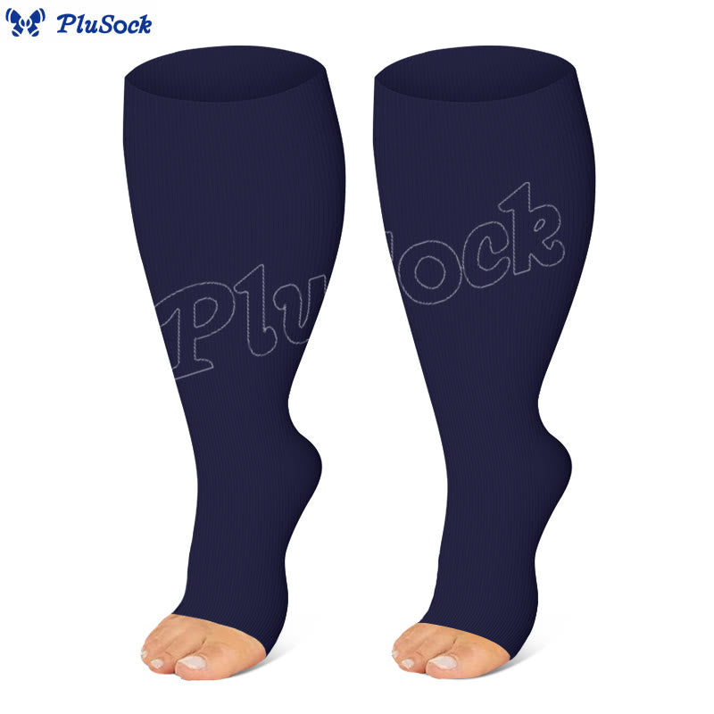 Kompressionsstrümpfe mit offener Zehenpartie in Marineblau und Rosa (3 Paar) - image 4