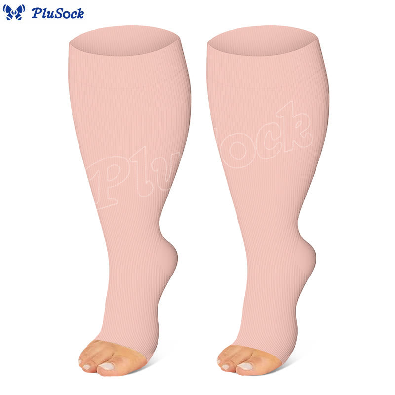 Kompressionsstrümpfe mit offener Zehenpartie in Marineblau und Rosa (3 Paar) - image 5
