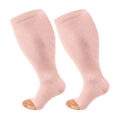 Kompressionsstrümpfe mit offener Zehenpartie in Marineblau und Rosa (3 Paar) - image 8
