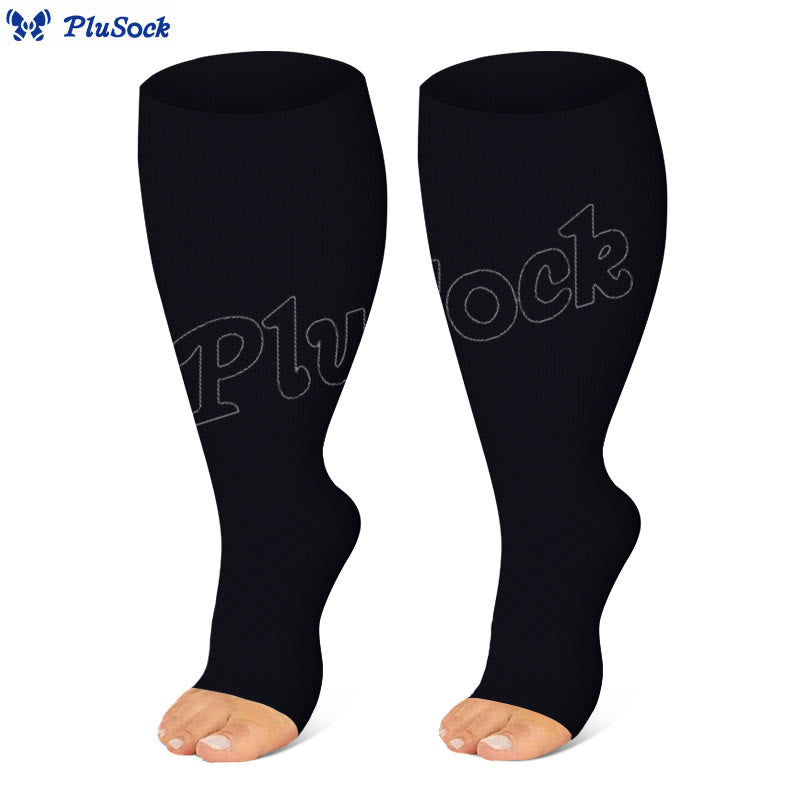 Kompressionsstrümpfe mit offener Zehenpartie in Übergröße, Schwarz, Blau und Rosa (3 Paar) - image 4