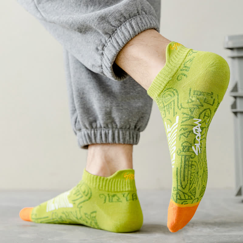 Atmungsaktive Baumwollsocken mit künstlerischem Muster (5 Paar) - Grün - EU39-44 (US6-10) - image 7