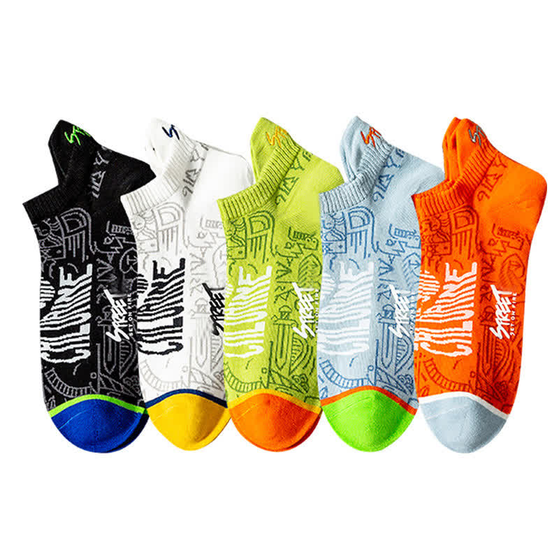 Atmungsaktive Baumwollsocken mit künstlerischem Muster (5 Paar)