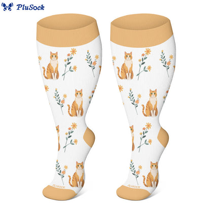 Kompressionsstrümpfe mit Katzenblumen in Übergröße - image 2