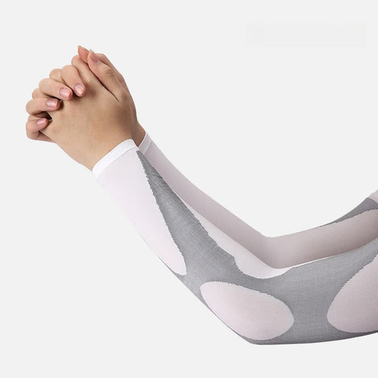 Gestreifte Sonnenschutz-Armstulpen für Outdoor-Sport (4 Paar) - Weiß - image 0