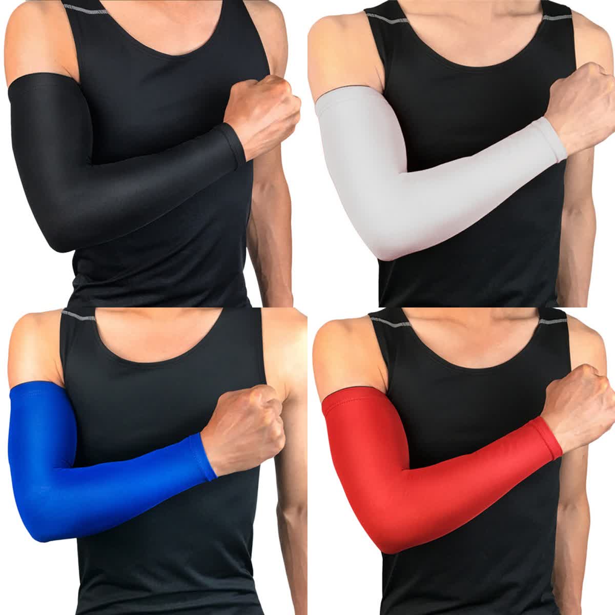 Einfarbige, atmungsaktive Sport-Armstulpen (2 Paar)