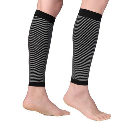 Gestreifte Sport-Kompressions-Wadenkompressionsstulpen (2 Paar) - Schwarz - XL - image 3