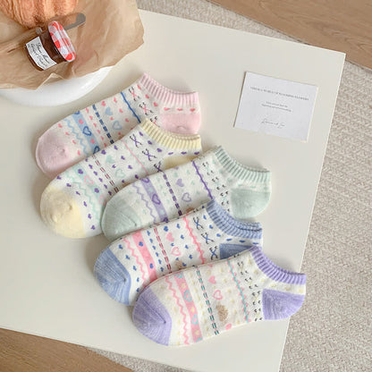 Füßlinge mit Herz-Bär-Streifen (5 Paar)