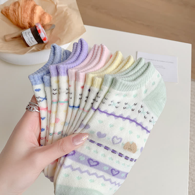 Füßlinge mit Herz-Bär-Streifen (5 Paar)