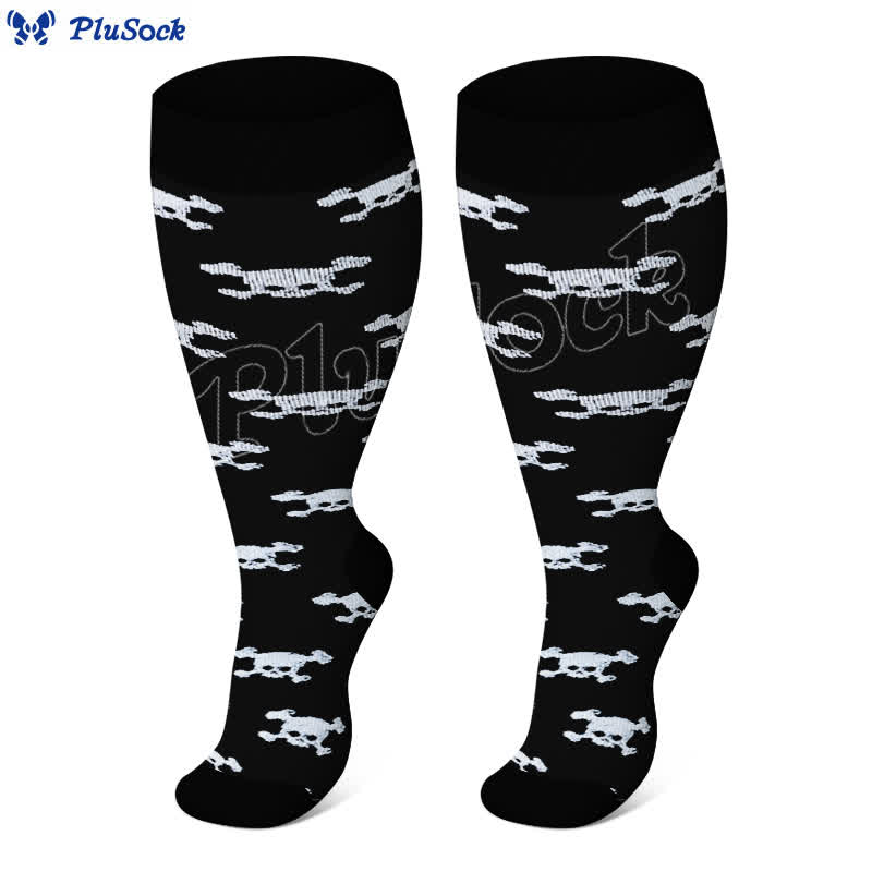 Kompressionsstrümpfe mit Totenkopf-Print in Übergröße (3 Paar) - image 3