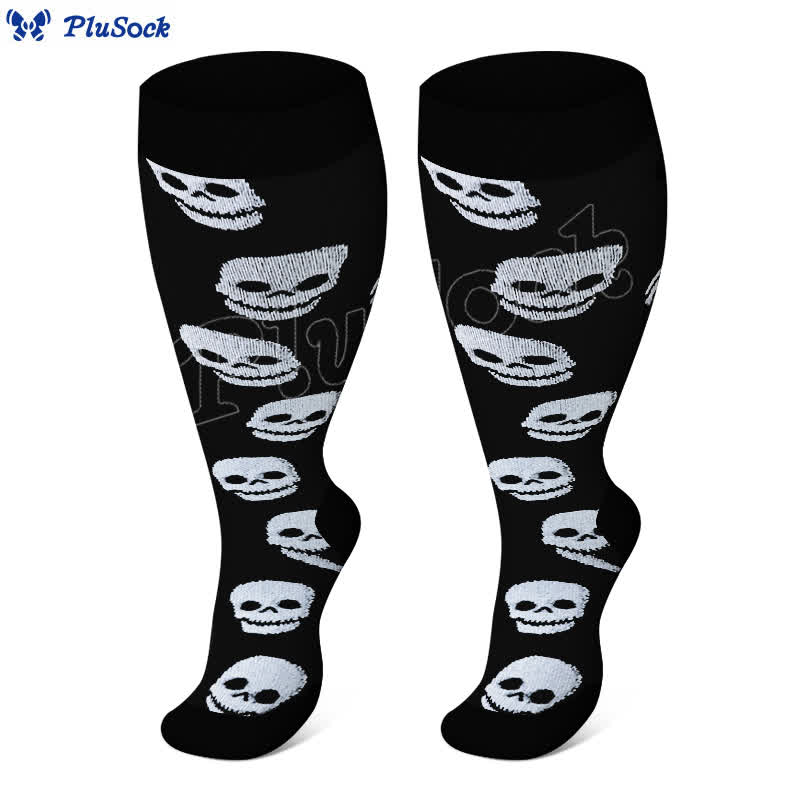 Kompressionsstrümpfe mit Totenkopf-Print in Übergröße (3 Paar) - image 5