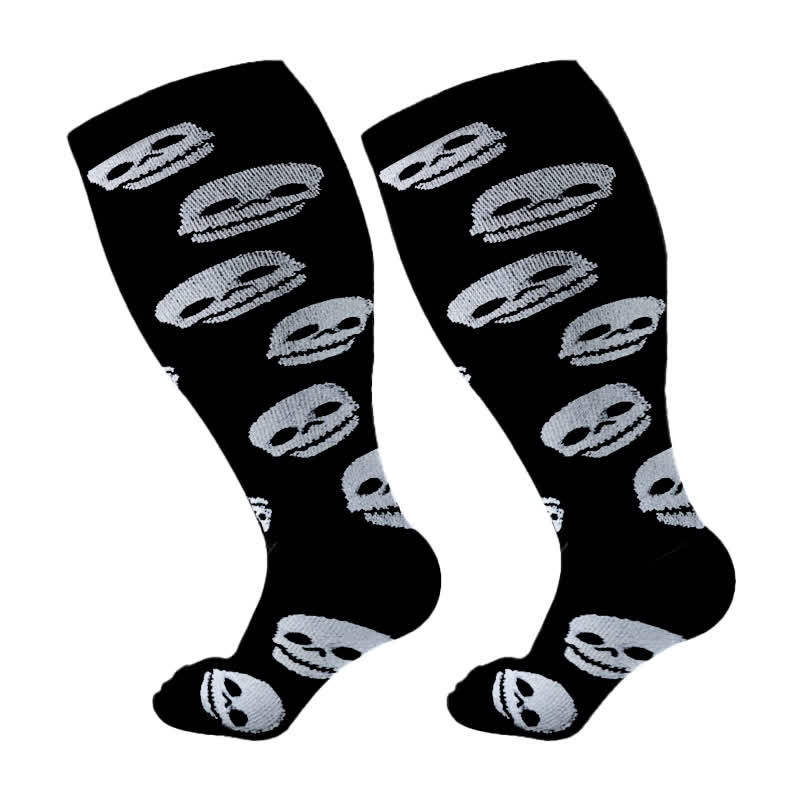 Kompressionsstrümpfe mit Totenkopf-Print in Übergröße (3 Paar) - C - 4XL - image 9