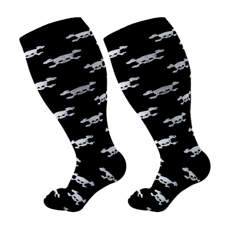 Kompressionsstrümpfe mit Totenkopf-Print in Übergröße (3 Paar) - B - 4XL - image 8